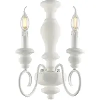 Bonetti Illumina Cascina Applique en bois et fer laqué blanc shabby 2 lumières .25 P.18 BL265-AP2-BCO