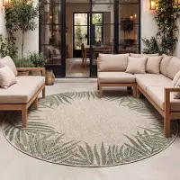 FRAAI Tapis d'extérieur rond | Tiga Edge Vert | Ø 240cm | Vert | Rond | Tapis d'extérieur