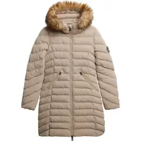 Superdry pour femme. W5011999A Manteau Fuji Faux beige (L), Casuel, Polister recyclé, Durable