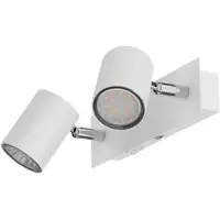 Ledscom.de , applique murale WAIKA, à deux lumières, avec interrupteur, blanc mat, incluant deux ampoules LED GU10 de 227 lumens, lumière blanc chaud