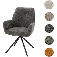 Mendler Chaise de salle à manger HWC-G67, chaise de cuisine avec accoudoirs, pivotante Auto-Position, chenille Oeko-Tex MVG gris foncé