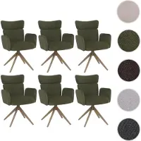 Mendler lot de 6 chaises de salle à manger HWC-N11, chaise, pivotante Auto-Return Tissu Bouclé 350g/m² Öko-Tex ~ vert, pieds imitation bois