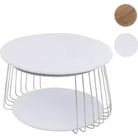Mendler Table basse MCA HWC-P60, table d'appoint, table basse, table de salon, métal MDF ronde Ø 70 cm blanche