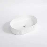 Qeramiq Arto vasque à poser - 49.5x31.5x13cm - cannelée - ovale - céramique - blanc mat SW1413965