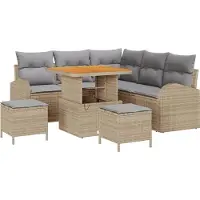 vidaXL Ensemble de salon de jardin , 8 pièces, 7 places, beige et gris clair