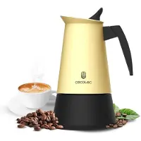 Cecotec Cafetière Italienne Piccolina 600 Beige. 300ml, 6 Tasses de Café, Acier Inoxydable, Compatible Toutes Surfaces