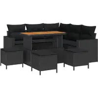 vidaXL Ensemble de canapé de jardin avec coussins 10 pcs noir poly rotin