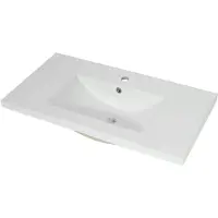 Mendler Lavabo HWC-B19, lavabo salle de bain, céramique carré 81 cm, blanc