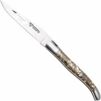 Laguiole En Aubrac Abalone Shell, Brushed Stainless Steel, couteau de poche, 12 cm