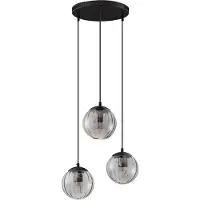 Nova Luce Suspension Abbacus Verre fumé à 3 lumières