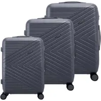 Avizar , lot de 3 valises rigides structurées design Chevron avec serrure TSA, Gris