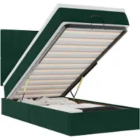 vidaXL Lit ottoman avec matelas & LEDs vert foncé 90x200 cm velours
