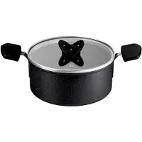 Tefal Excell Cook Pot, 20 cm / 2.7 L, Glass Lid, Black, Poêle + casserole, Noir