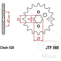 Jt Pignon acier standard 569 - 520