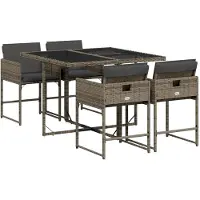 vidaXL Ensemble de jardin 5 pièces avec coussins Gris Poly rotin
