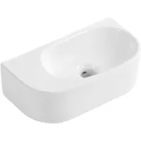 Qeramiq Pure Lavabo pour WC - 40x22x12cm - Lisse - semi-circulaire - sans trou de robinet - Céramique - Blanc brillant 8716 LGW(NF)
