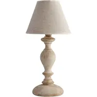 Bonetti Illumina Cascina Lampe De Table En Bois Blanc Et Gris Tourterelle 1 Abat-Jour Dm.20 H.39 D.20 Bl265-Lt-Bt