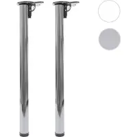 Mendler Lot de 2 pieds de table HWC-H34, pour bureau, pied de table à manger, structure de table, pliable 72 cm aspect inox