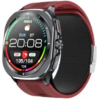 INF Montre Connectée Santé Avancée : ECG, Tension Artérielle, AMOLED, 2 Bracelets Rouge