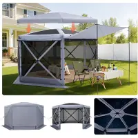 Vevor Tente Moustiquaire Tonnelle Pop-up 3,6x3,6 m Tente Moustiquaire Pliante 8-10 Personnes Abri Solaire 6 Côtés pour Camping en Famille Terrasse Jardin