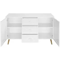 MODFU Meuble TV - Meuble TV avec Portes Sculpturales et Pieds Métalliques, Design Moderne pour Salon, 170x35x47,5 cm, Naturel