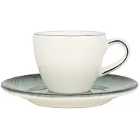 Bonna Madera - Tasses à espresso et soucoupes - 80 cc - Porcelaine - Lot de 6