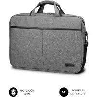 Subblim Elite Mallette pour Ordinateur Portable, 13,3-14' Pouces, avec Bandoulière Réglable, Sangle Trolley, Grande Poche Avant, Poignées et Boucles Solides, Gris