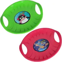 KOTARBAU 2 pièces Luge PVC 60 cm Luge Enfant Rose & Vert Sled Poignées Ergonomiques et Adulte Traineau à Neige Résistant Facile à Transporter