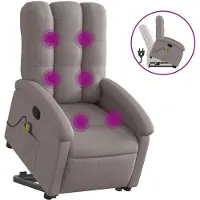 vidaXL Fauteuil de massage avec releveur Taupe Tissu