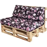 Blomster Coussin de palette 120 x 80 2-piece set for pallet furniture Waterproof europallets upholstery EU pallet sofa quilted complete black with roses