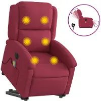 vidaXL Fauteuil de massage avec releveur électrique vin rouge velours