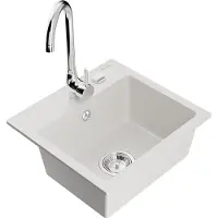 Mexen Évier 1 bac en granit Milo avec mitigeur Telma, blanc (6505-20-670200-00)