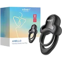 Honey Play Box Anello - Anneau vibrant pénien et scrotal à commande par application, pour hommes (noir)