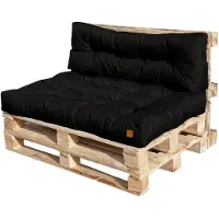 Blomster Coussin de palette 120 x 80 2-piece set for pallet furniture Waterproof Euro pallet upholstery EU pallet sofa quilted complete Black
