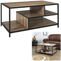 Home Deco Factory Table Basse - - Edison - Indus - Marron et Noir