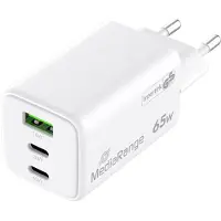 MediaRange MRMA116-2 65W USB A/USB C Quick Charge Ladeadapter weiß, 65 Watt