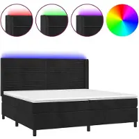 vidaXL Lit boxspring avec matelas & LED noir 200x200 cm velours