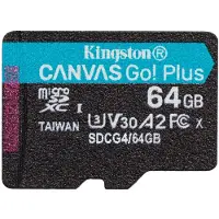 Kingston Technology Carte microSDXC Canvas Go Plus Gen4 200R A2 U3 de 64 Go, pack unique sans ADP