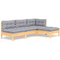vidaXL Ensemble de salon de jardin 4 pièces avec coussins gris en pin
