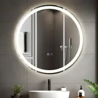 ZMH Lampe miroir LED miroir rond 80 cm Miroir mural à intensité variable 3000K-6500K Interrupteur tactile Miroir anti-buée