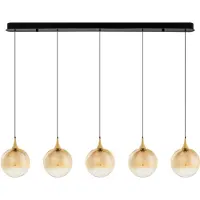 Lyora Suspension Orenda Verre ambré droit à 5 lumières