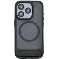 Evelatus Back panel cover Apple iPhone 15 Pro Max Rubber Coated MagSafe With Stand Case Black (Apple iPhone 15 Pro Max), Coque pour téléphone portable, Noir