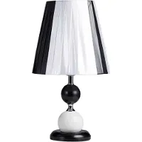 Avizar , lampe de table LED E27 avec variateur et abat-jour en tissu, noir / blanc
