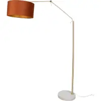 QAZQA Lampadaire doré réglable avec abat-jour orange et intérieur doré 50cm - Editor