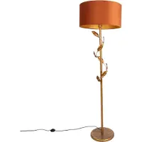 QAZQA Lampadaire doré avec abat-jour orange et intérieur doré 50cm - Linden