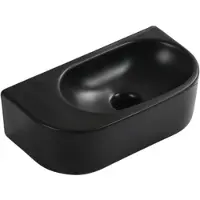 Qeramiq Pure Lave-mains - 40x22x12cm - Lisse - demi-rond - sans trou de robinet - Céramique - Noir mat 8716LMB(NF)