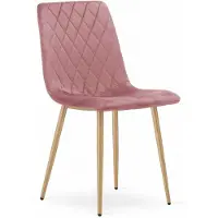 Leobert Chaise Valora TURIN, velours, pieds en bois, 1 pièce - Chaise rose tendre aux accents de bois chaleureux