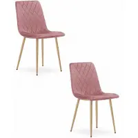 Leobert Chaise Valora TURIN, velours rose, pieds bois x2 - Paire de chaises roses avec piètement naturel