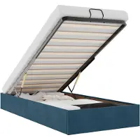 vidaXL Lit ottoman sans matelas bleu foncé 90x200 cm velours