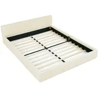 MODFU Lit Coffre 140x200 cm - Lit Double Avec Coffre et Éclairage LED, Velours Beige, Ouverture Hydraulique, Sans Matelas